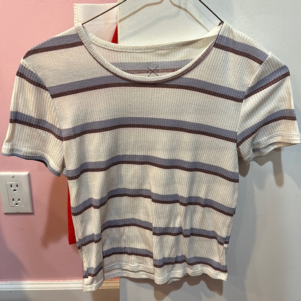 2 T- Shirts, purple stripped, blue